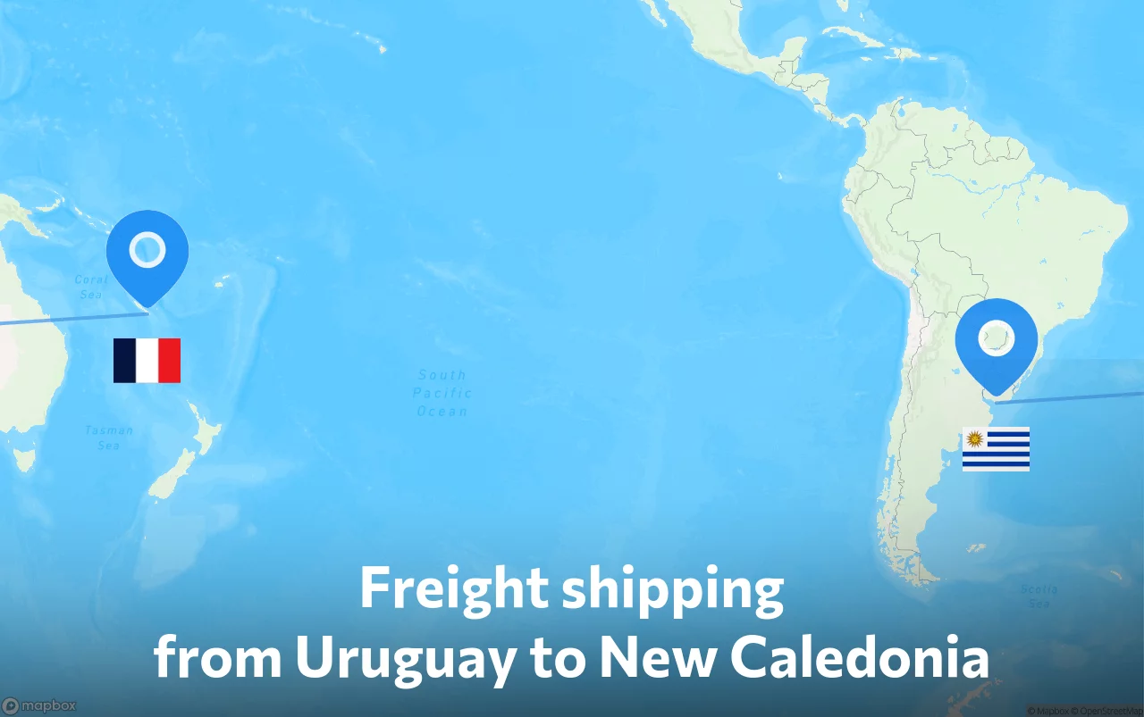 Shipping route from Uruguay to New Caledonia