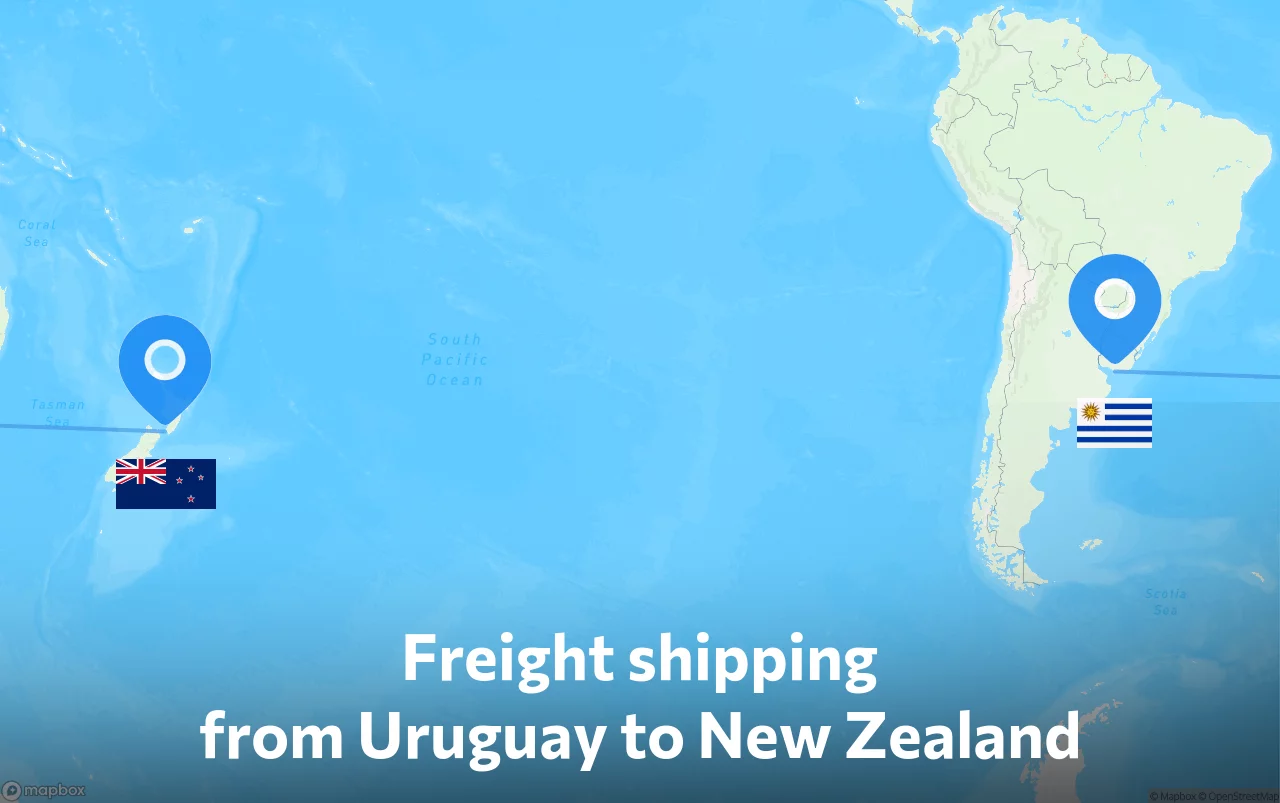 Shipping route from Uruguay to New Zealand