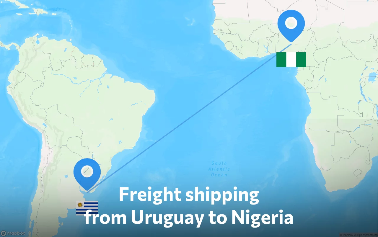 Shipping route from Uruguay to Nigeria