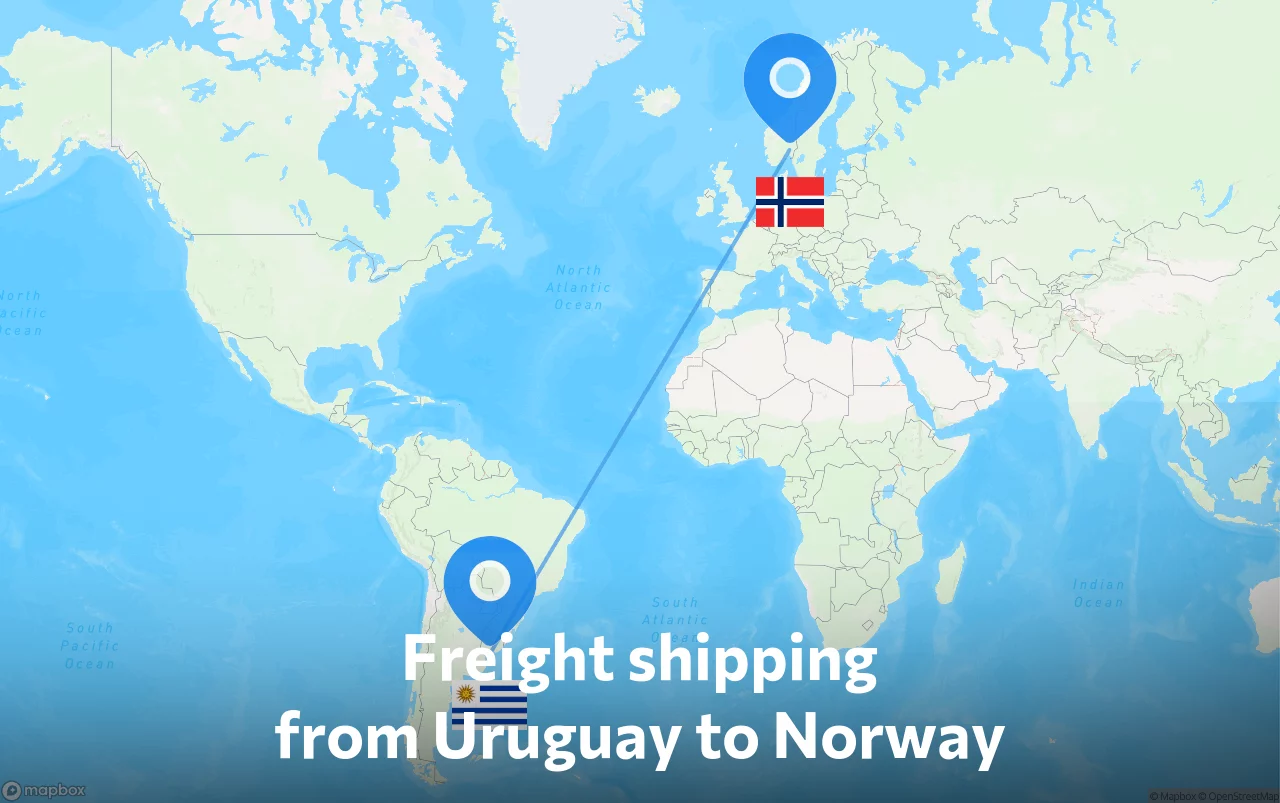 Shipping route from Uruguay to Norway