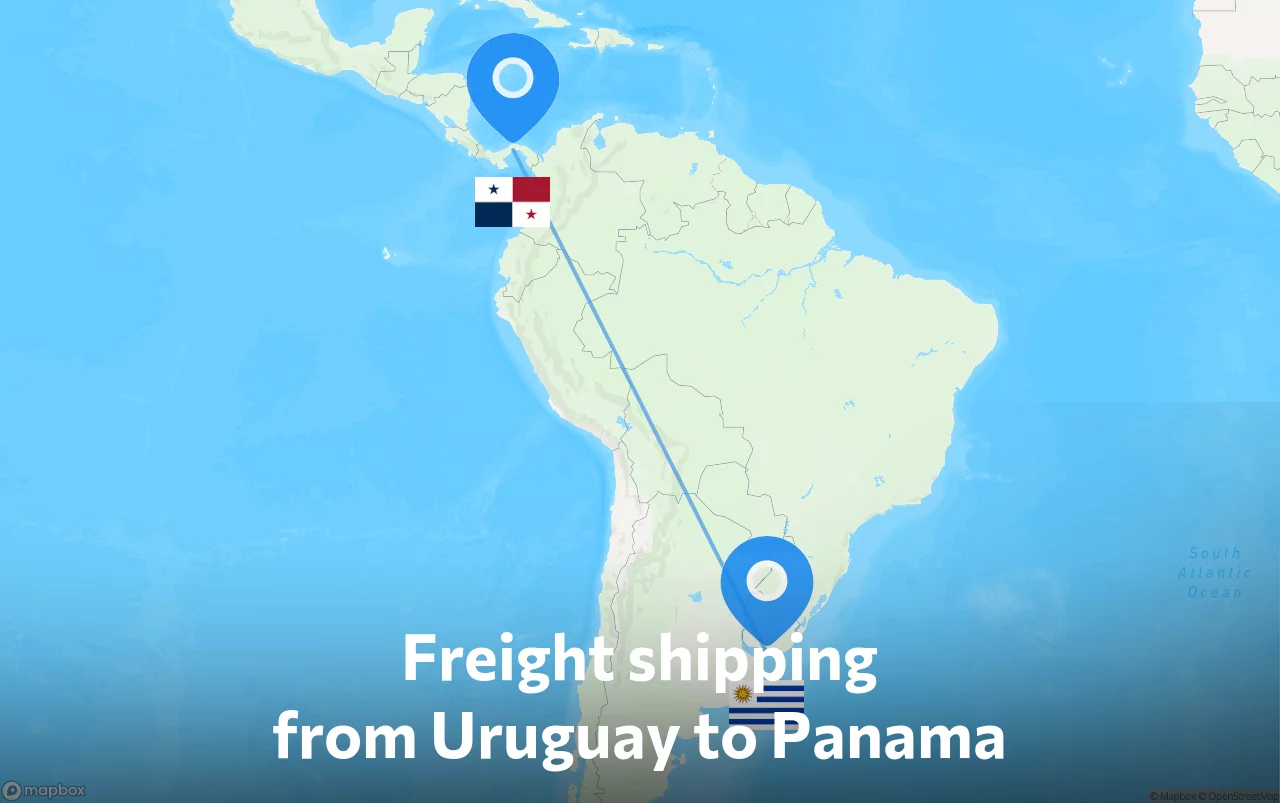 Shipping route from Uruguay to Panama