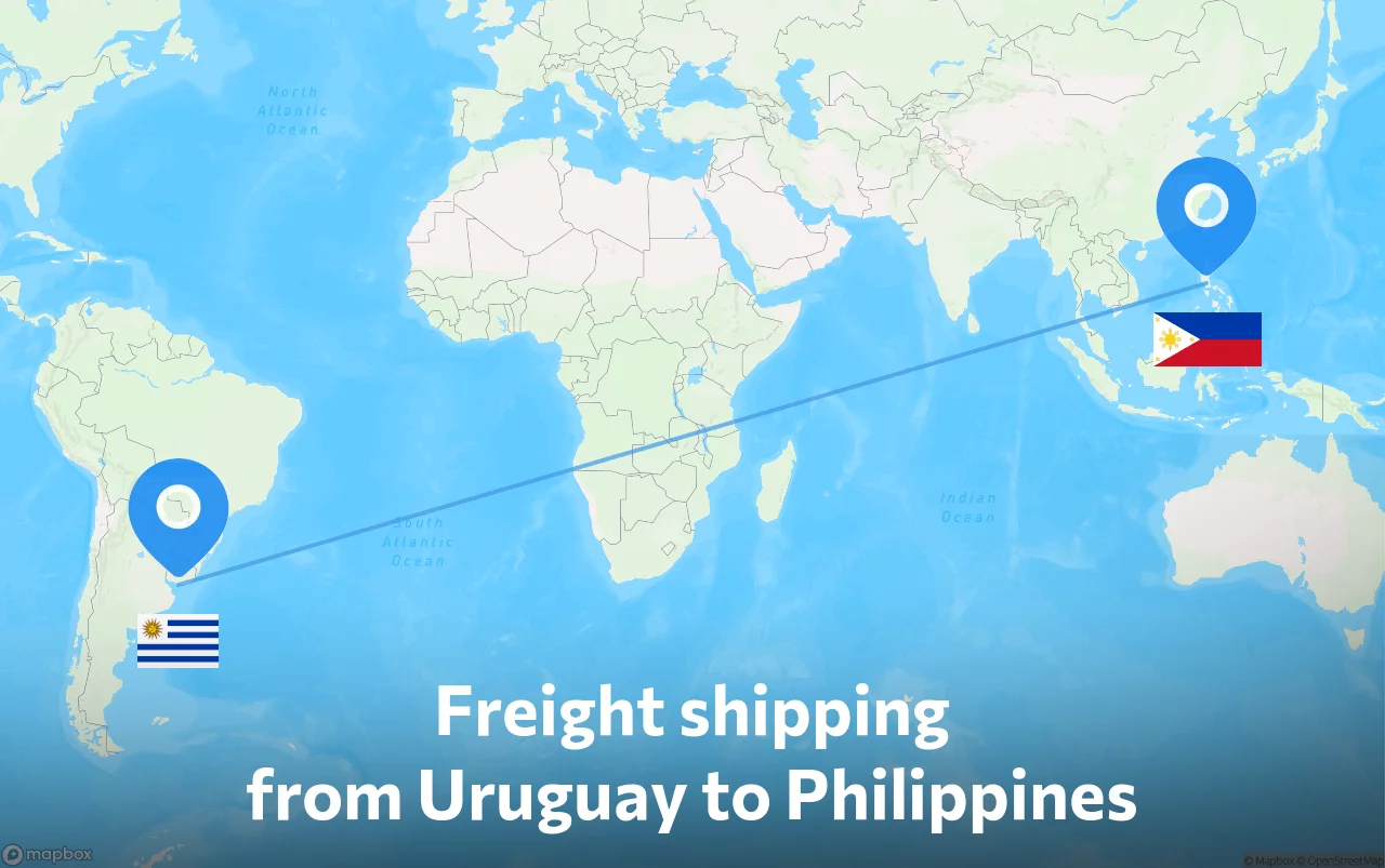 Shipping route from Uruguay to Philippines