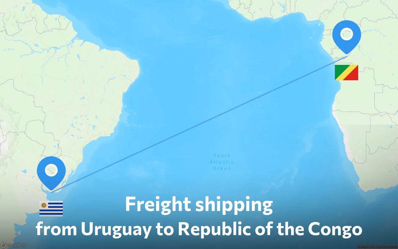 Shipping route from Uruguay to Republic of the Congo