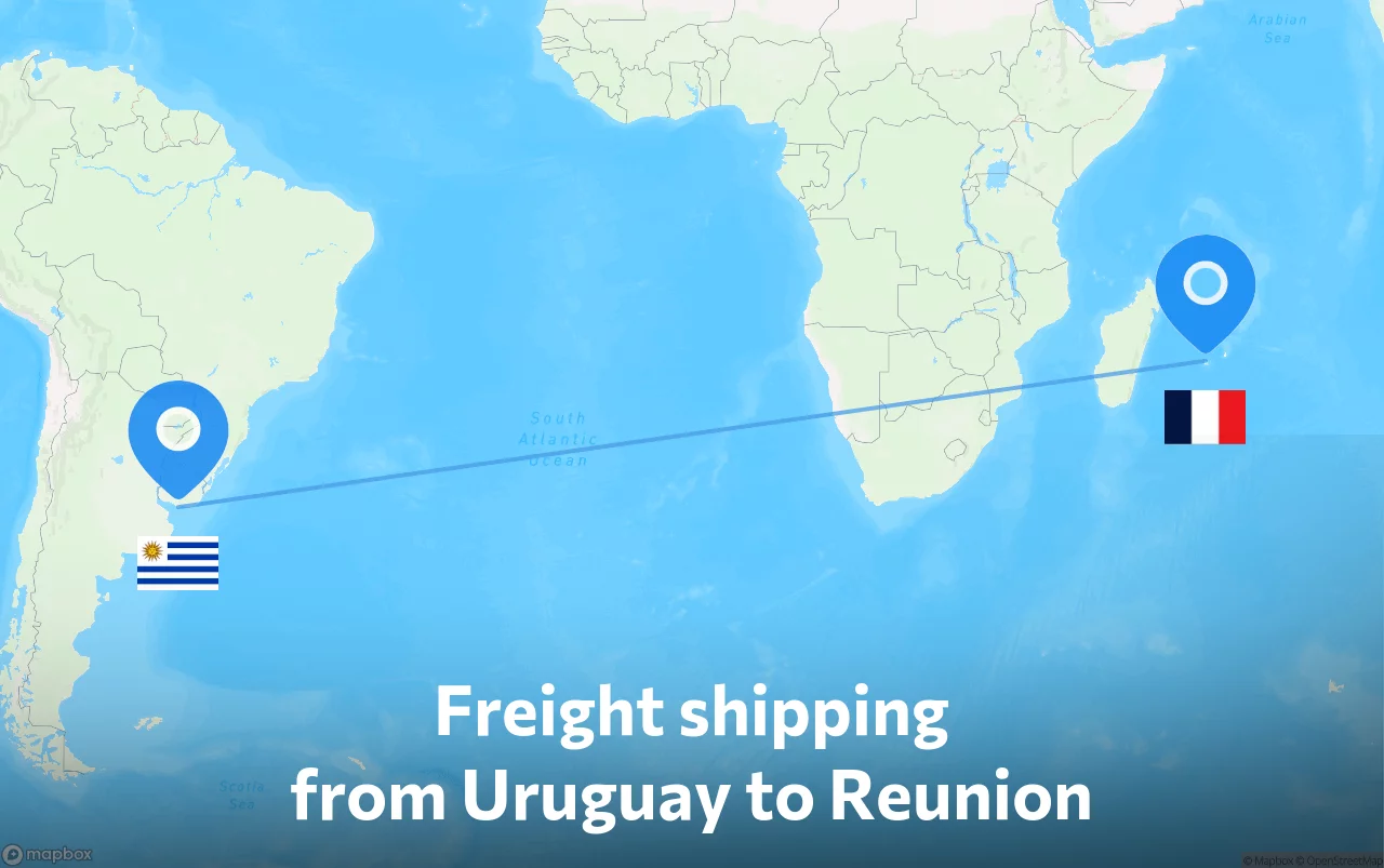 Shipping route from Uruguay to Reunion