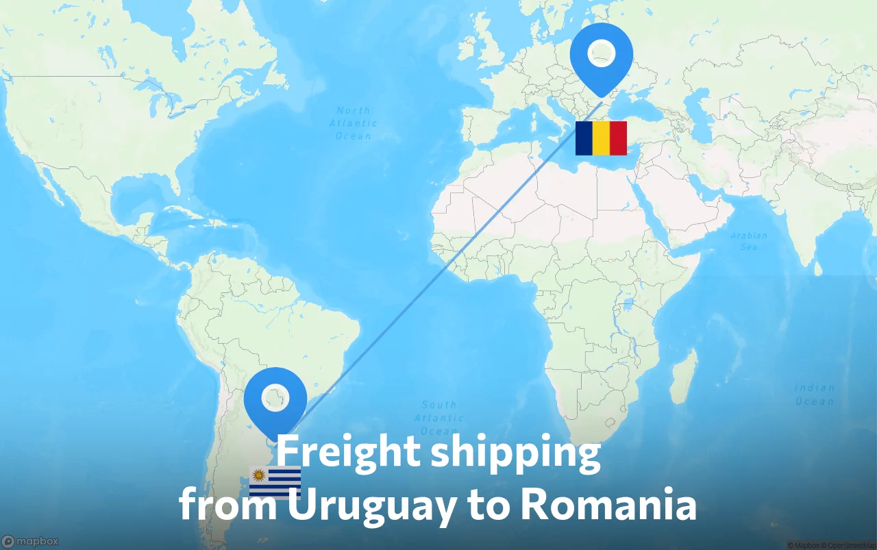Shipping route from Uruguay to Romania