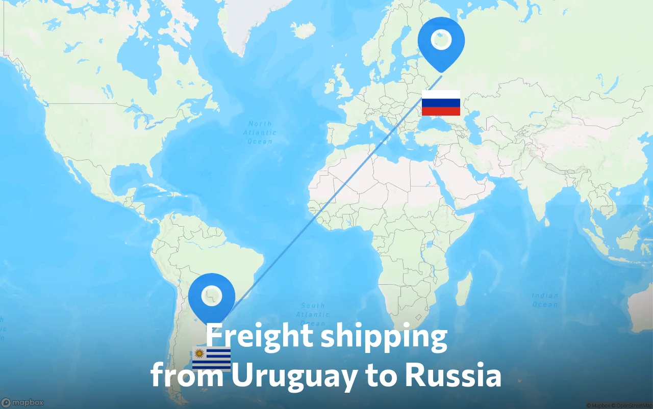 Shipping route from Uruguay to Russia