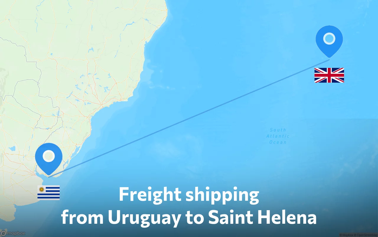 Shipping route from Uruguay to Saint Helena