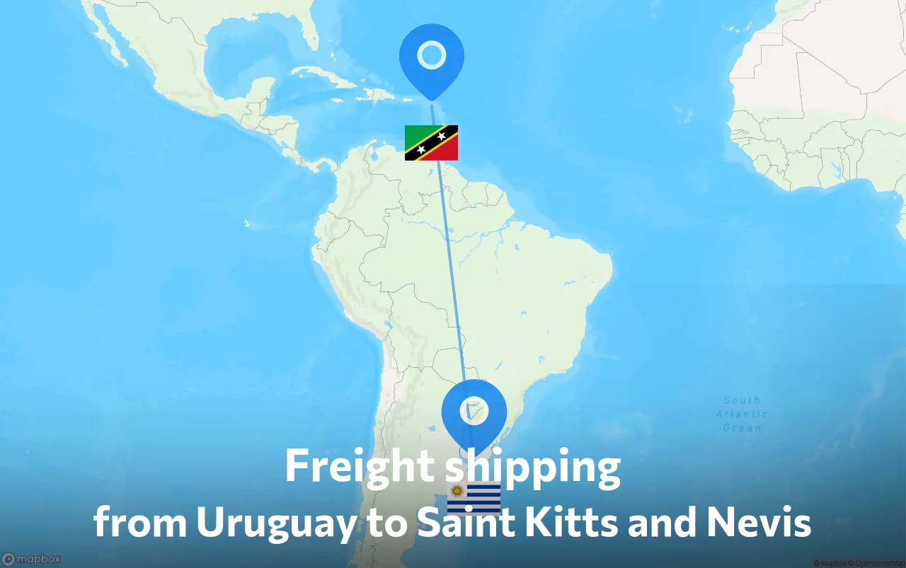 Shipping route from Uruguay to Saint Kitts and Nevis