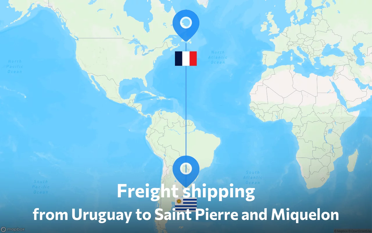 Shipping route from Uruguay to Saint Pierre and Miquelon