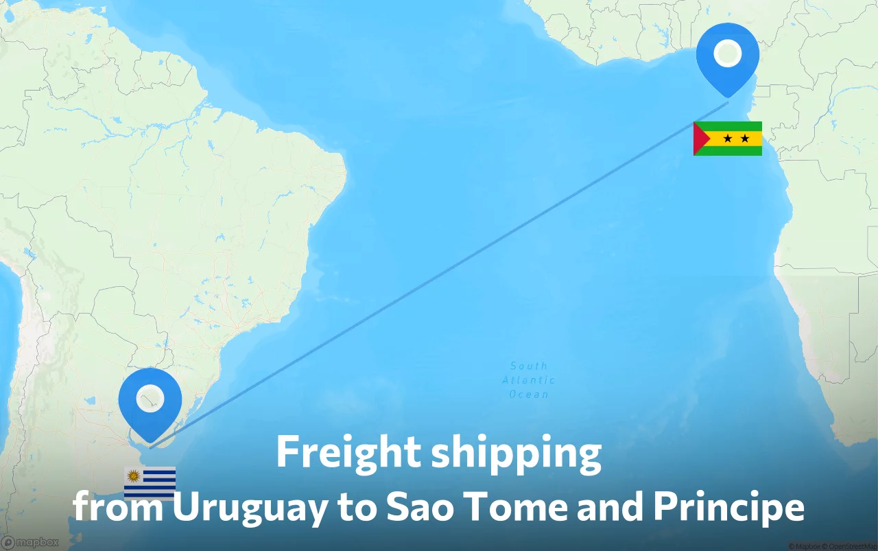Shipping route from Uruguay to Sao Tome and Principe