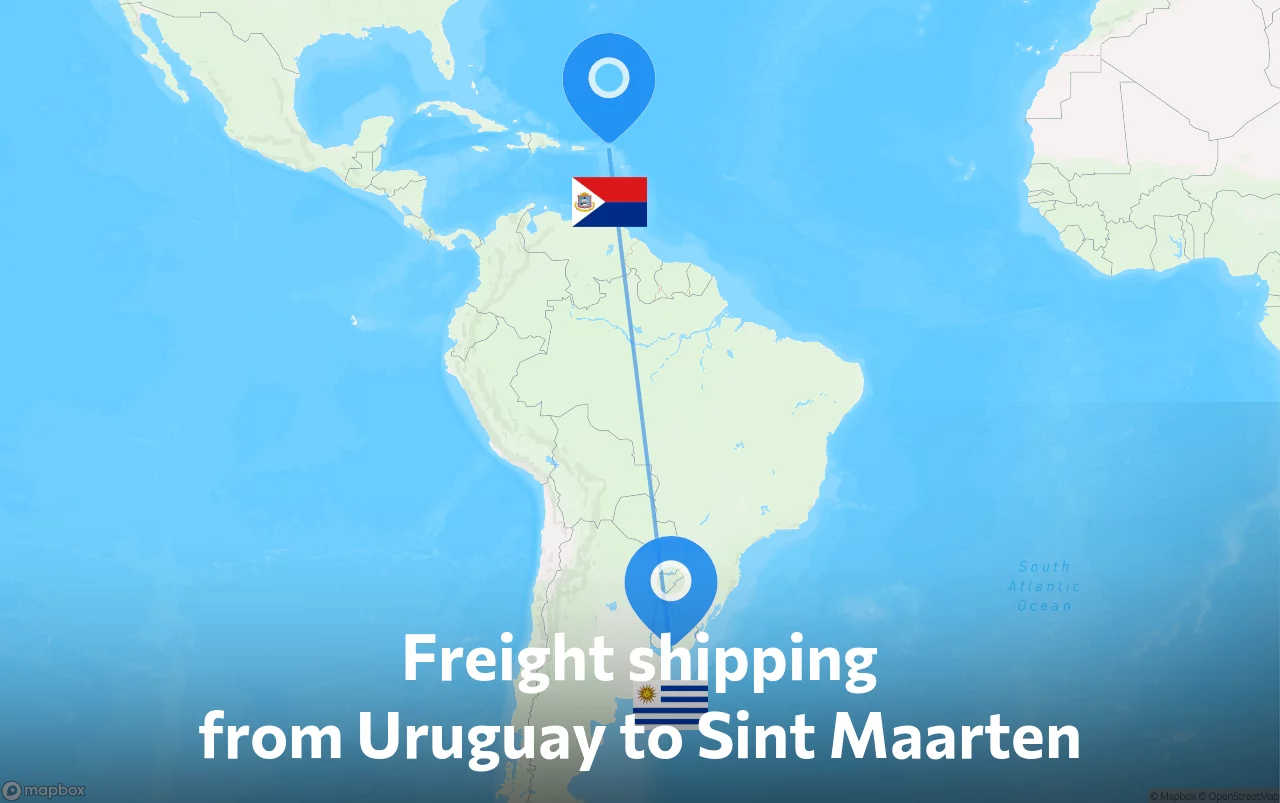 Shipping route from Uruguay to Sint Maarten
