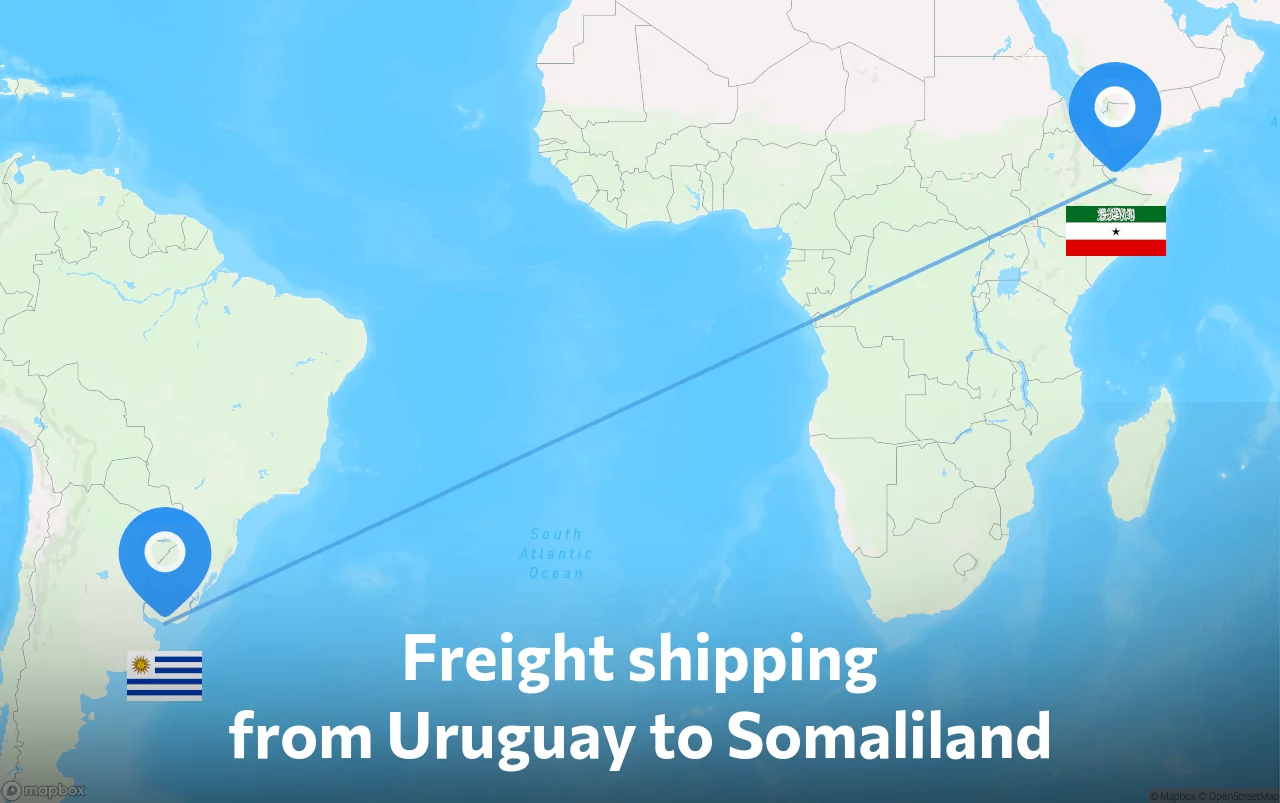 Shipping route from Uruguay to Somaliland