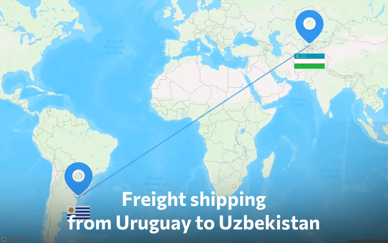 Shipping route from Uruguay to Uzbekistan