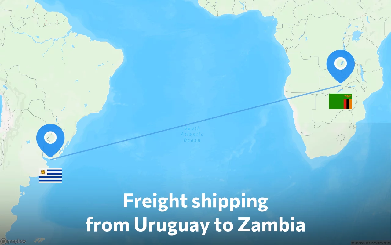 Shipping route from Uruguay to Zambia