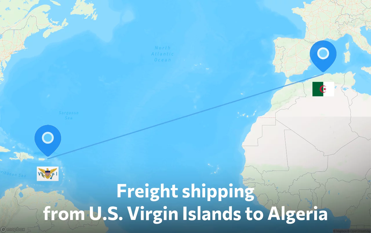 Shipping route from U.S. Virgin Islands to Algeria