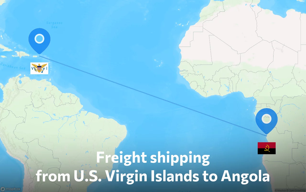 Shipping route from U.S. Virgin Islands to Angola