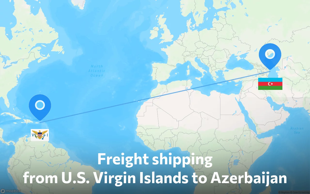 Shipping route from U.S. Virgin Islands to Azerbaijan