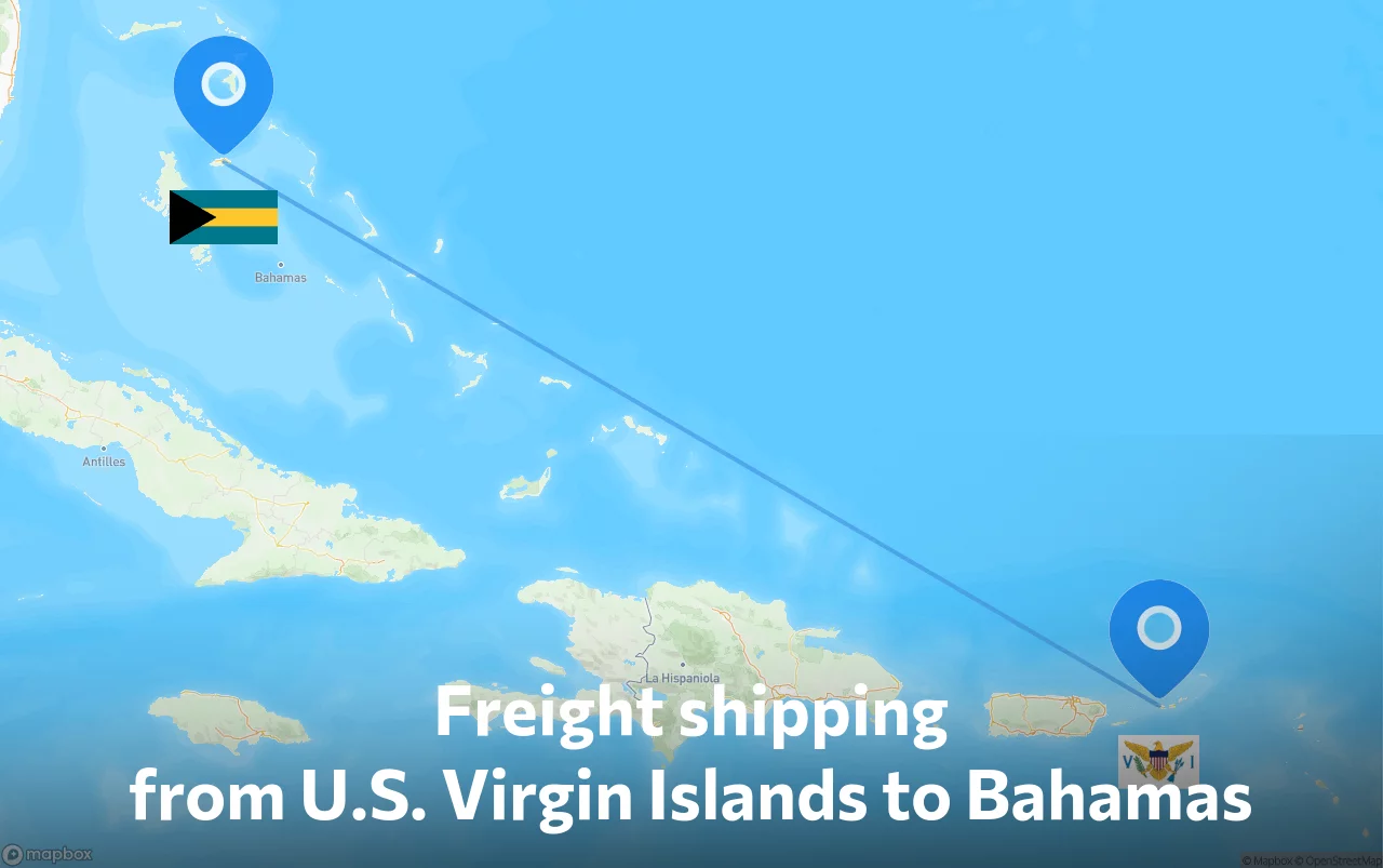 Shipping route from U.S. Virgin Islands to Bahamas