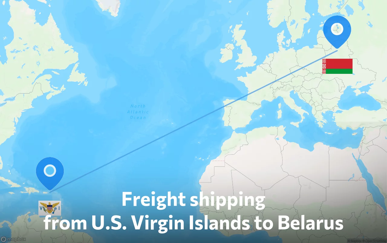 Shipping route from U.S. Virgin Islands to Belarus
