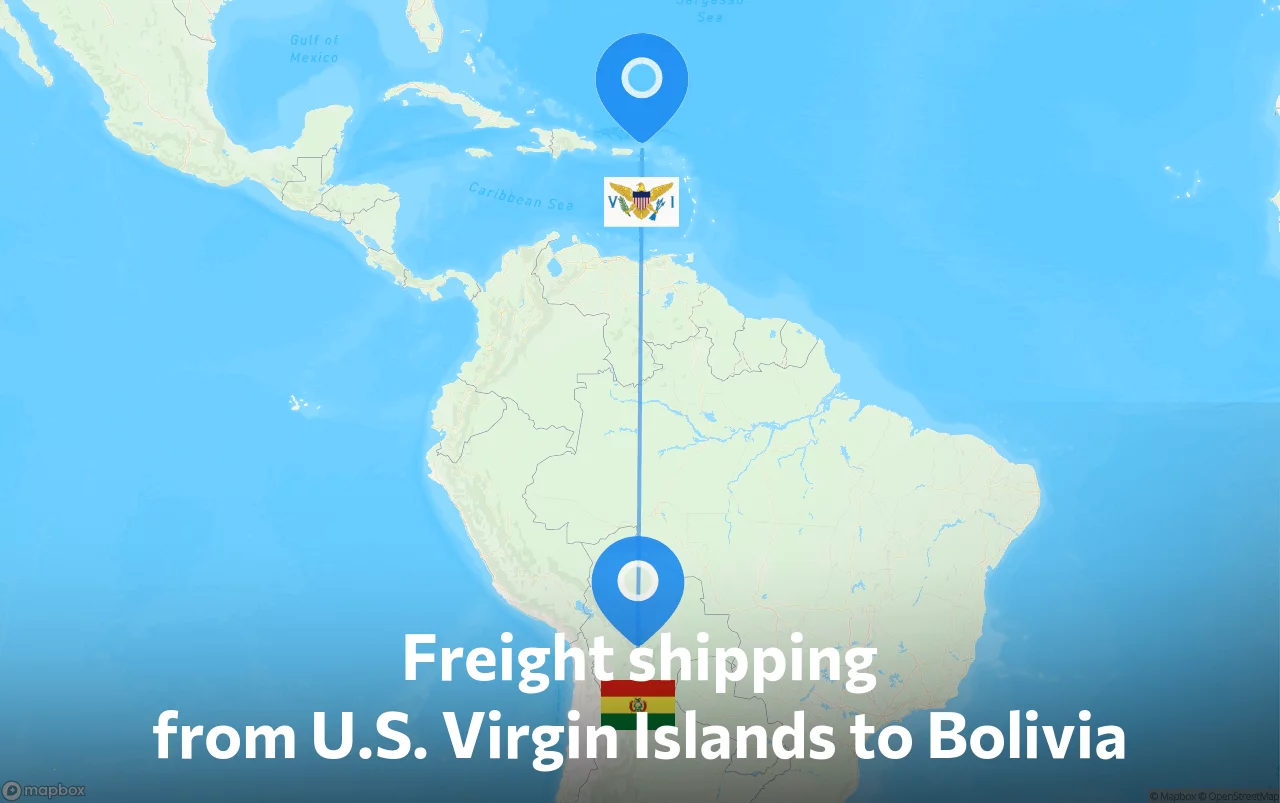 Shipping route from U.S. Virgin Islands to Bolivia
