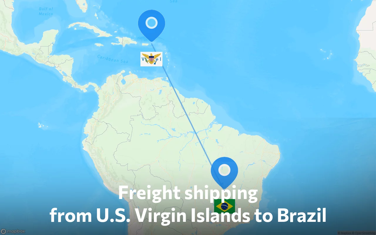 Shipping route from U.S. Virgin Islands to Brazil