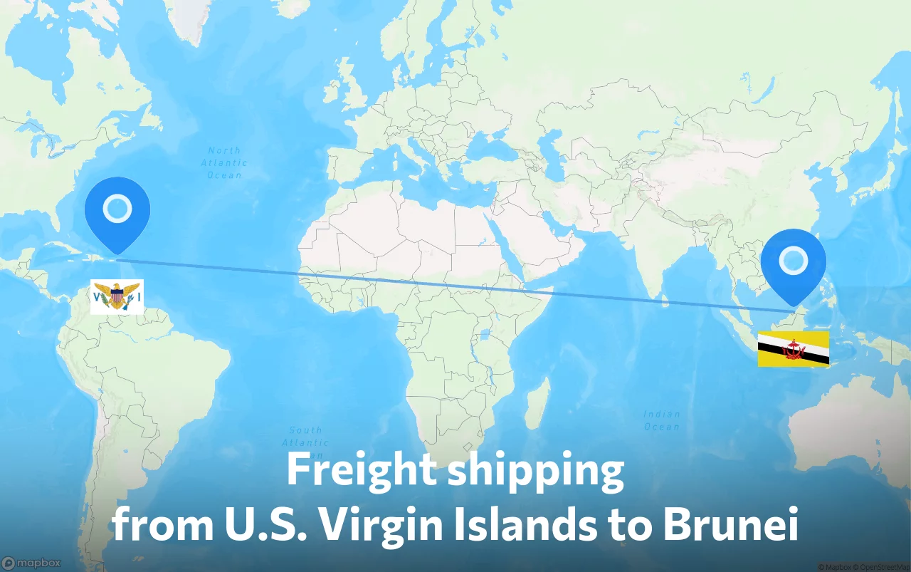 Shipping route from U.S. Virgin Islands to Brunei