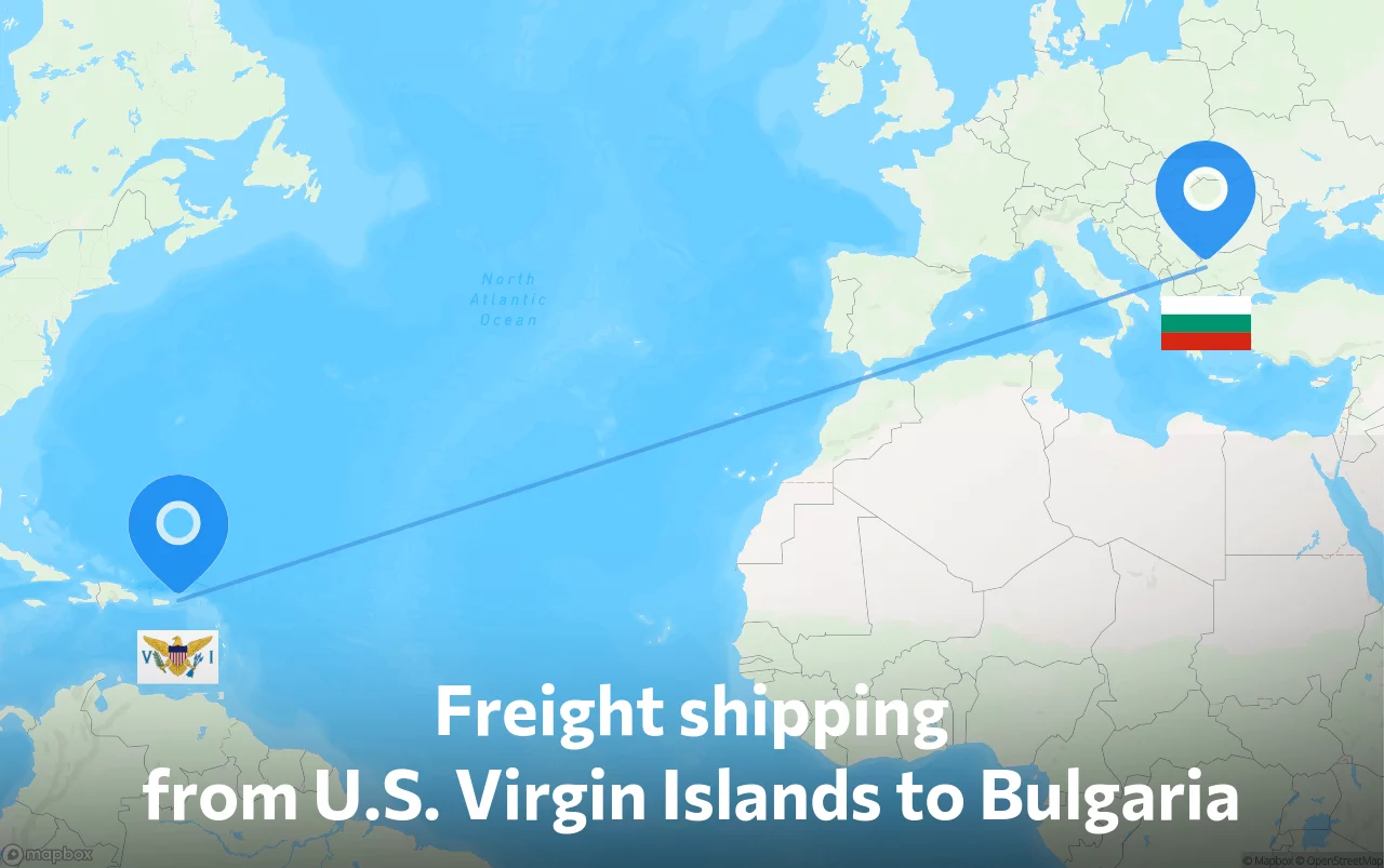 Shipping route from U.S. Virgin Islands to Bulgaria