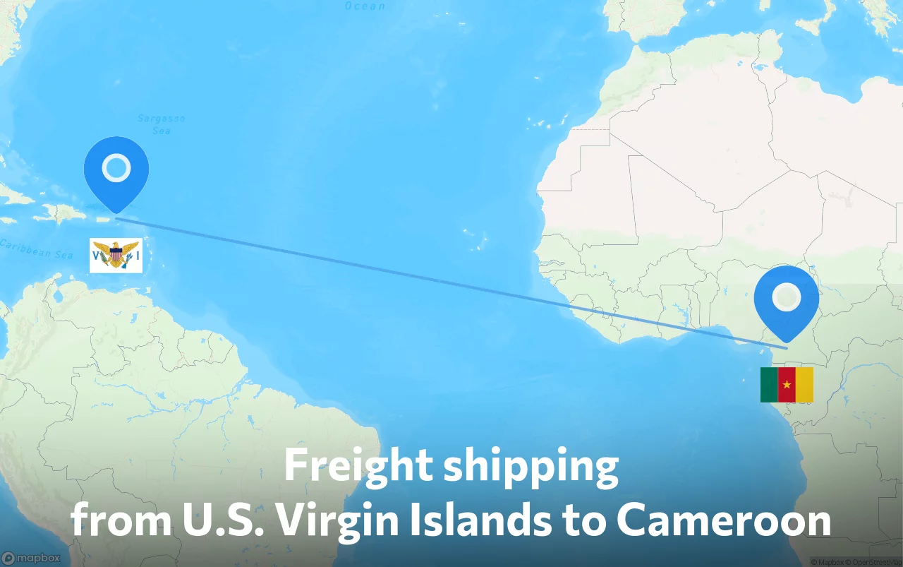Shipping route from U.S. Virgin Islands to Cameroon