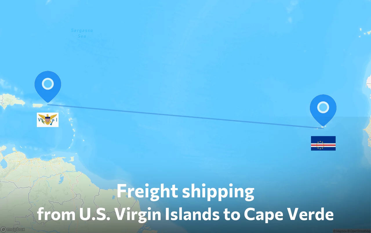 Shipping route from U.S. Virgin Islands to Cape Verde