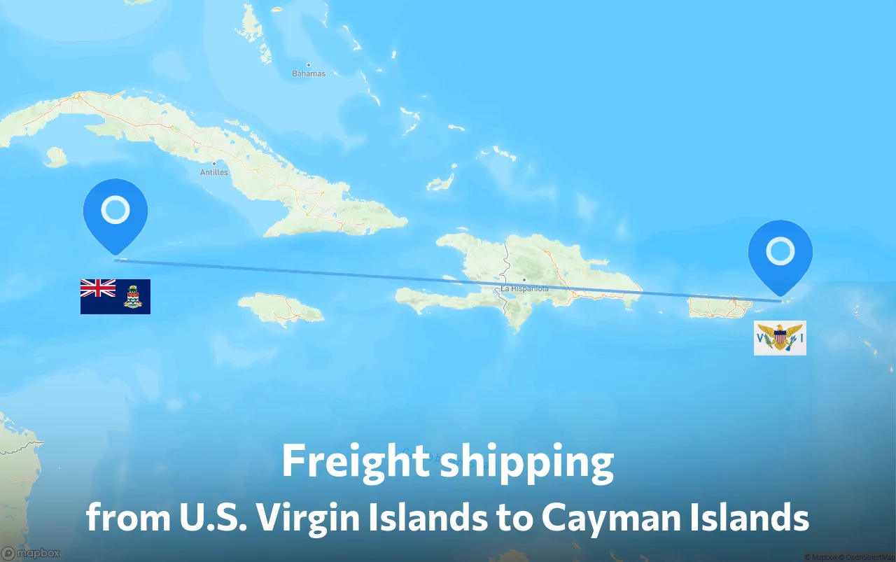 Shipping route from U.S. Virgin Islands to Cayman Islands