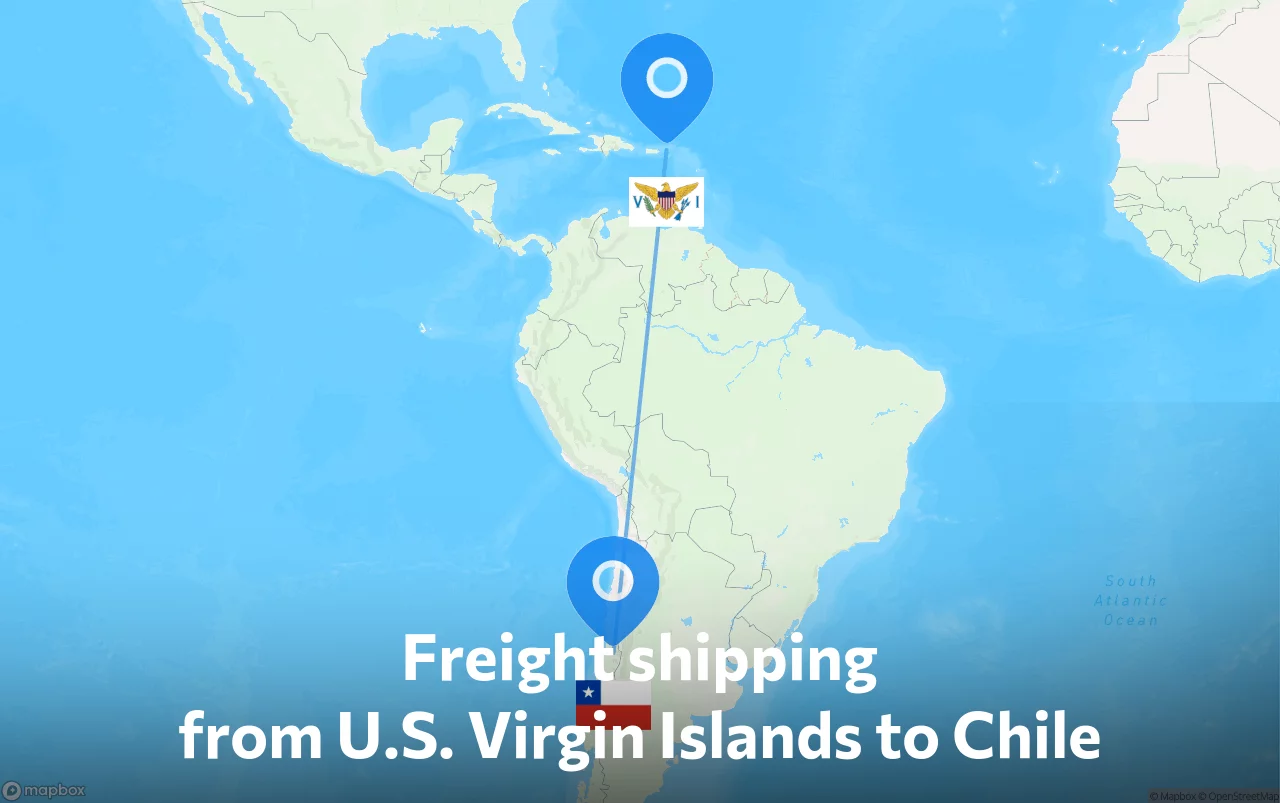 Shipping route from U.S. Virgin Islands to Chile