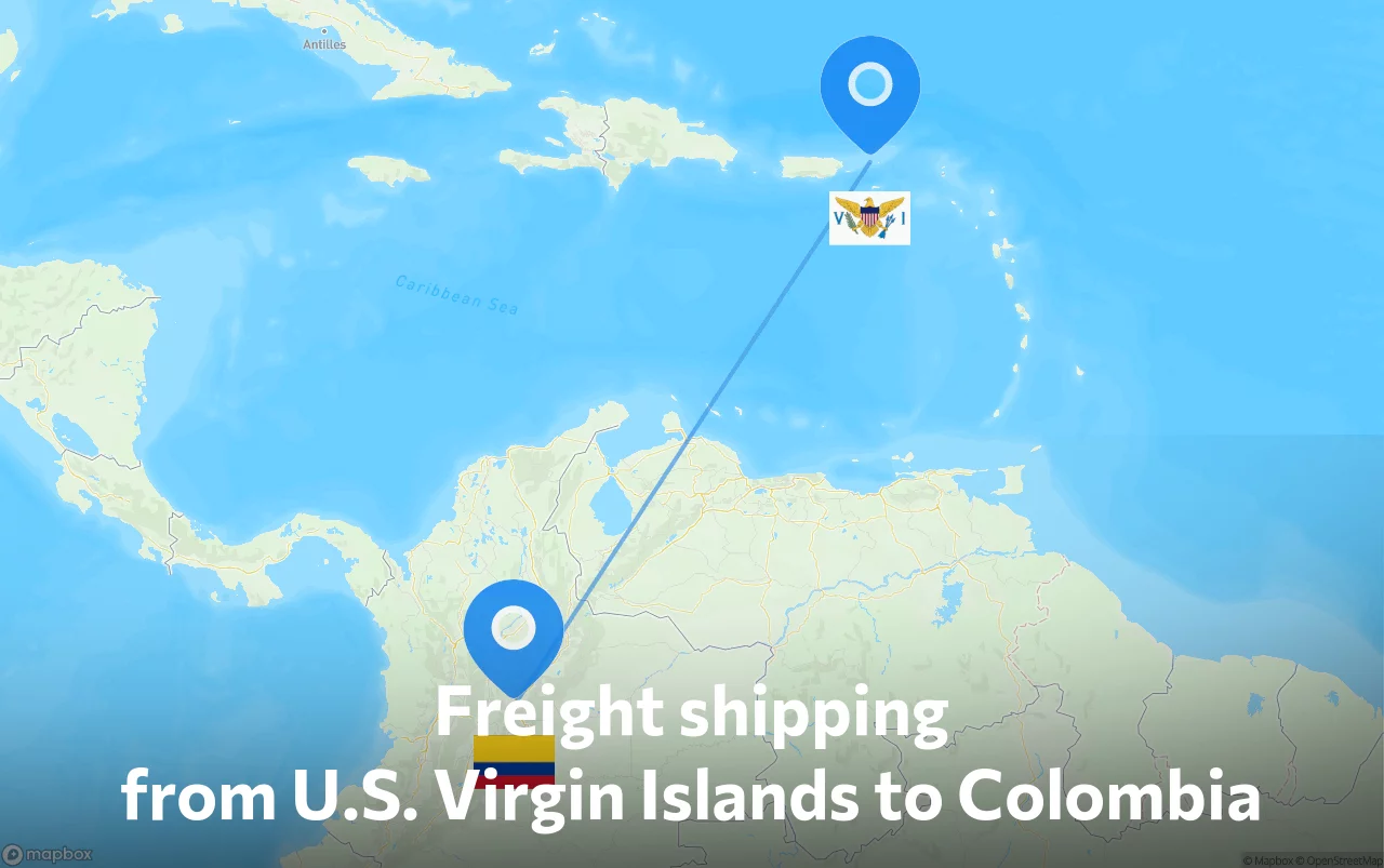 Shipping route from U.S. Virgin Islands to Colombia