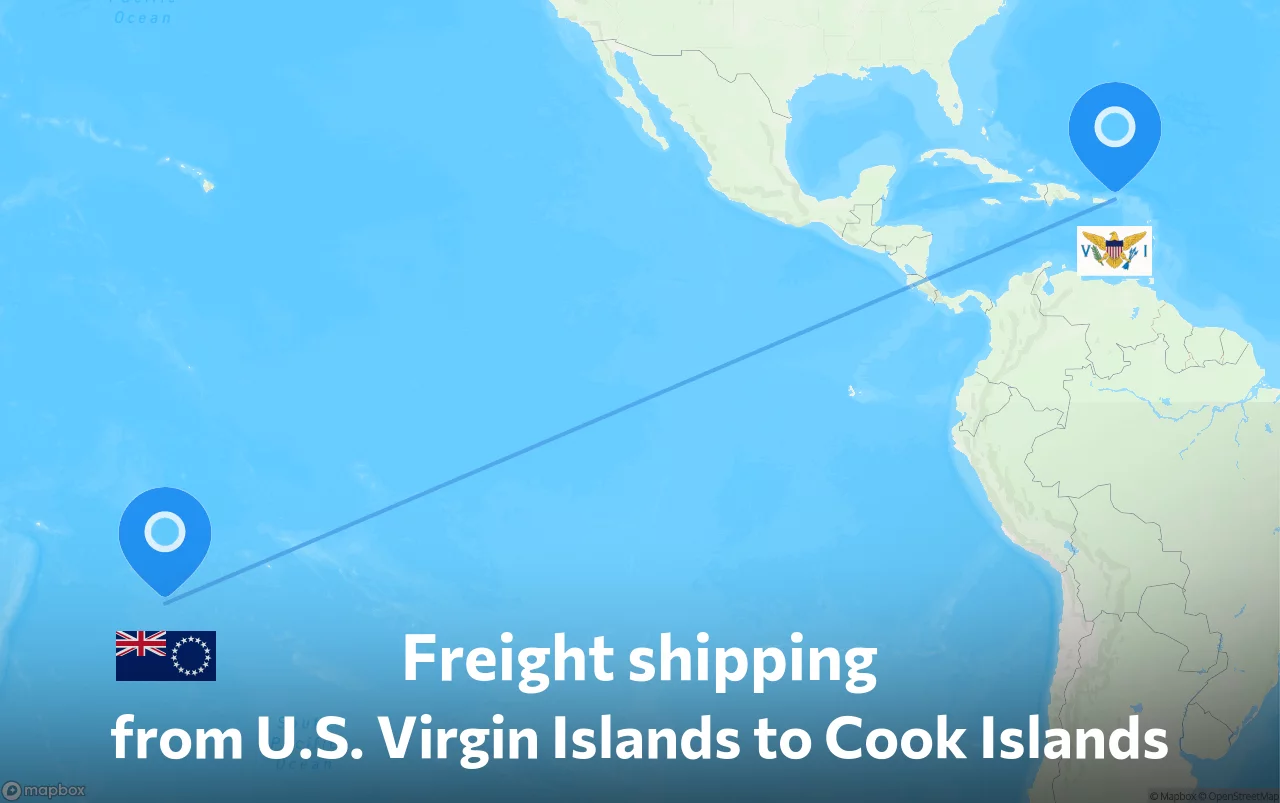Shipping route from U.S. Virgin Islands to Cook Islands