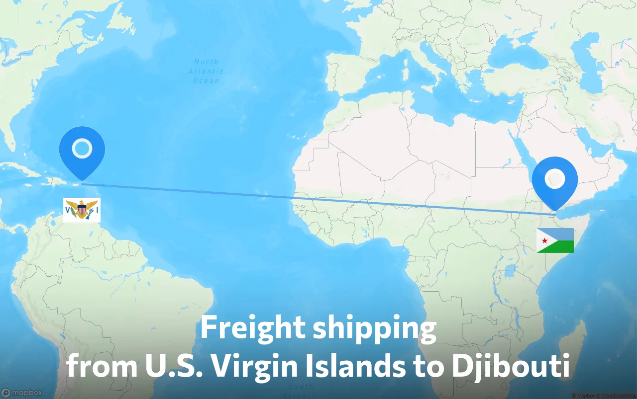 Shipping route from U.S. Virgin Islands to Djibouti