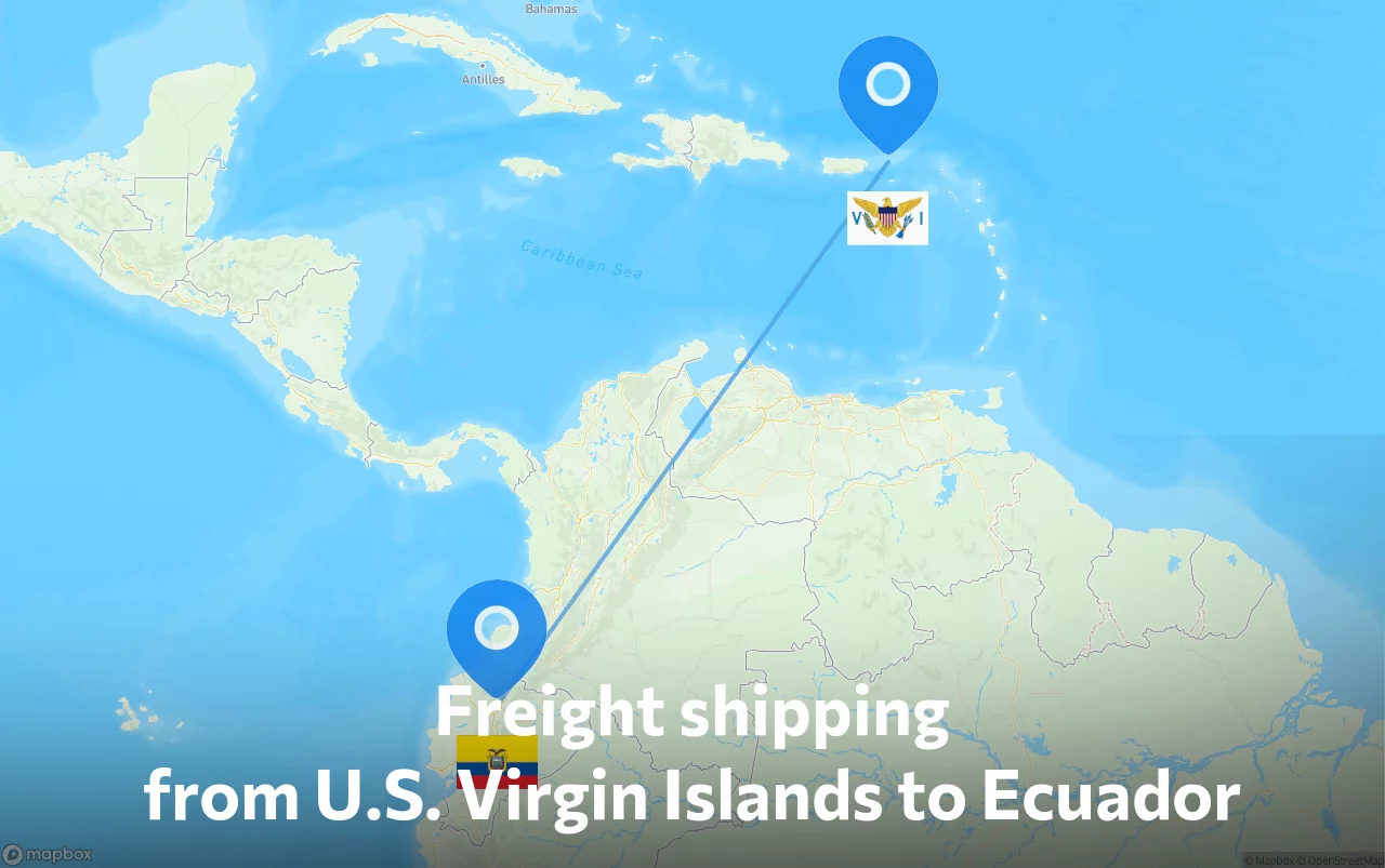 Shipping route from U.S. Virgin Islands to Ecuador