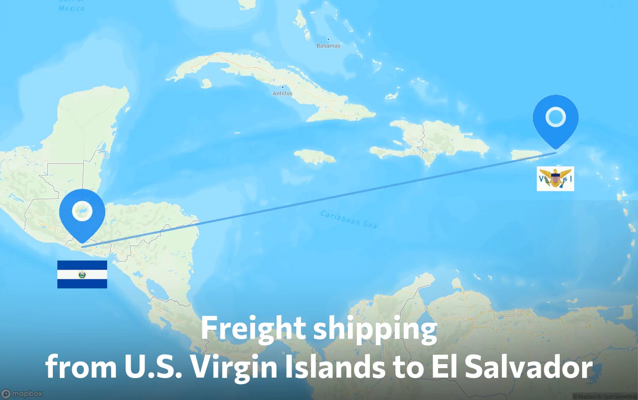 Shipping route from U.S. Virgin Islands to El Salvador