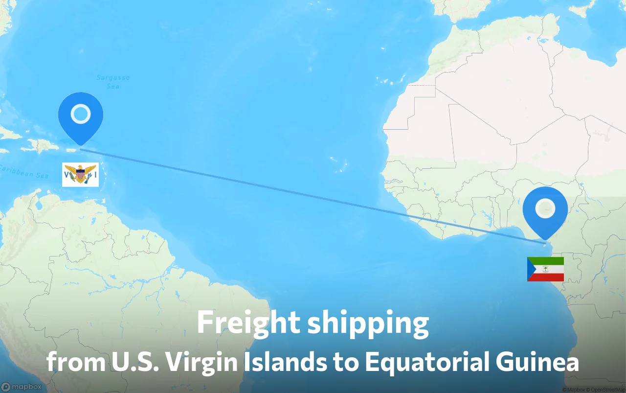 Shipping route from U.S. Virgin Islands to Equatorial Guinea