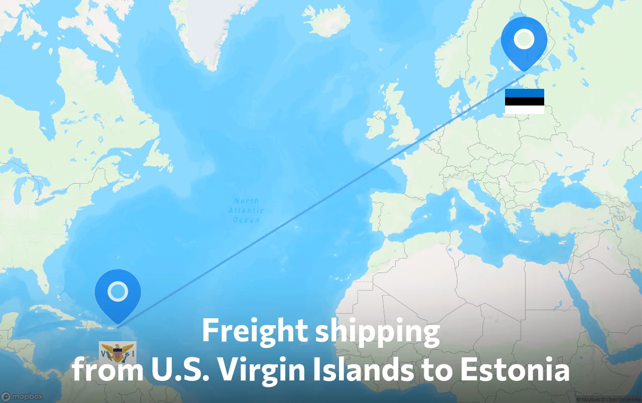 Shipping route from U.S. Virgin Islands to Estonia