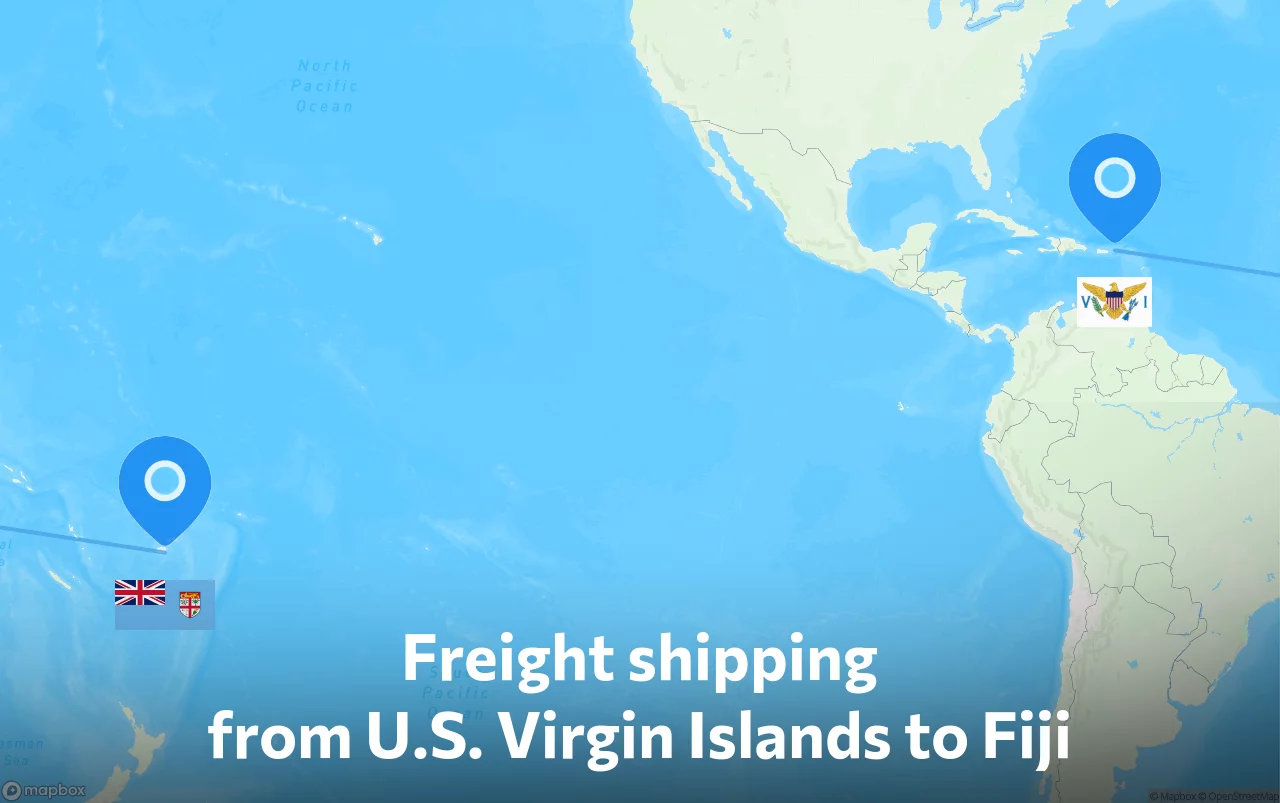 Shipping route from U.S. Virgin Islands to Fiji