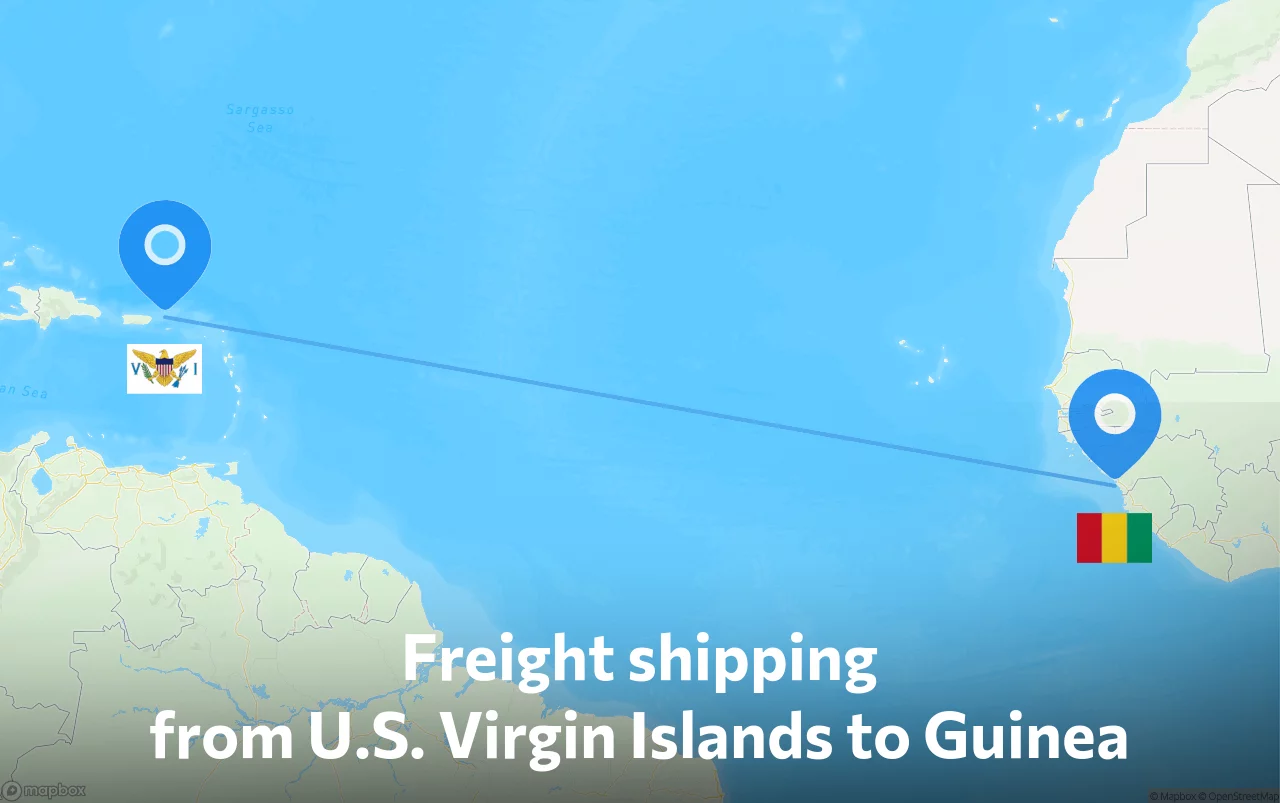 Shipping route from U.S. Virgin Islands to Guinea