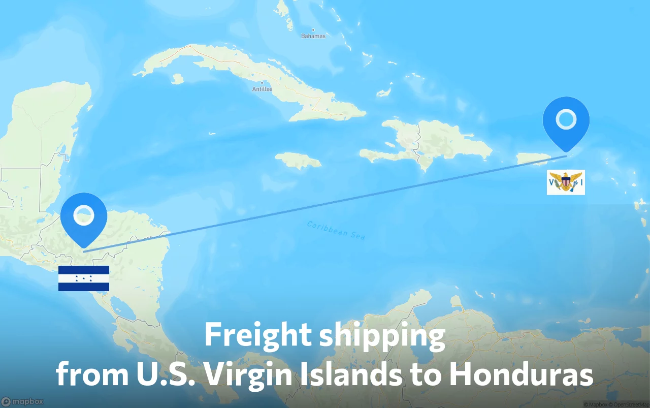 Shipping route from U.S. Virgin Islands to Honduras