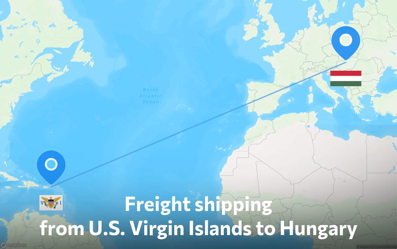 Shipping route from U.S. Virgin Islands to Hungary