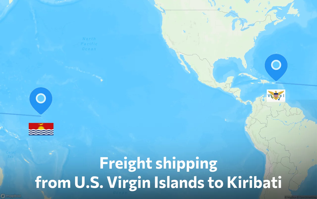 Shipping route from U.S. Virgin Islands to Kiribati