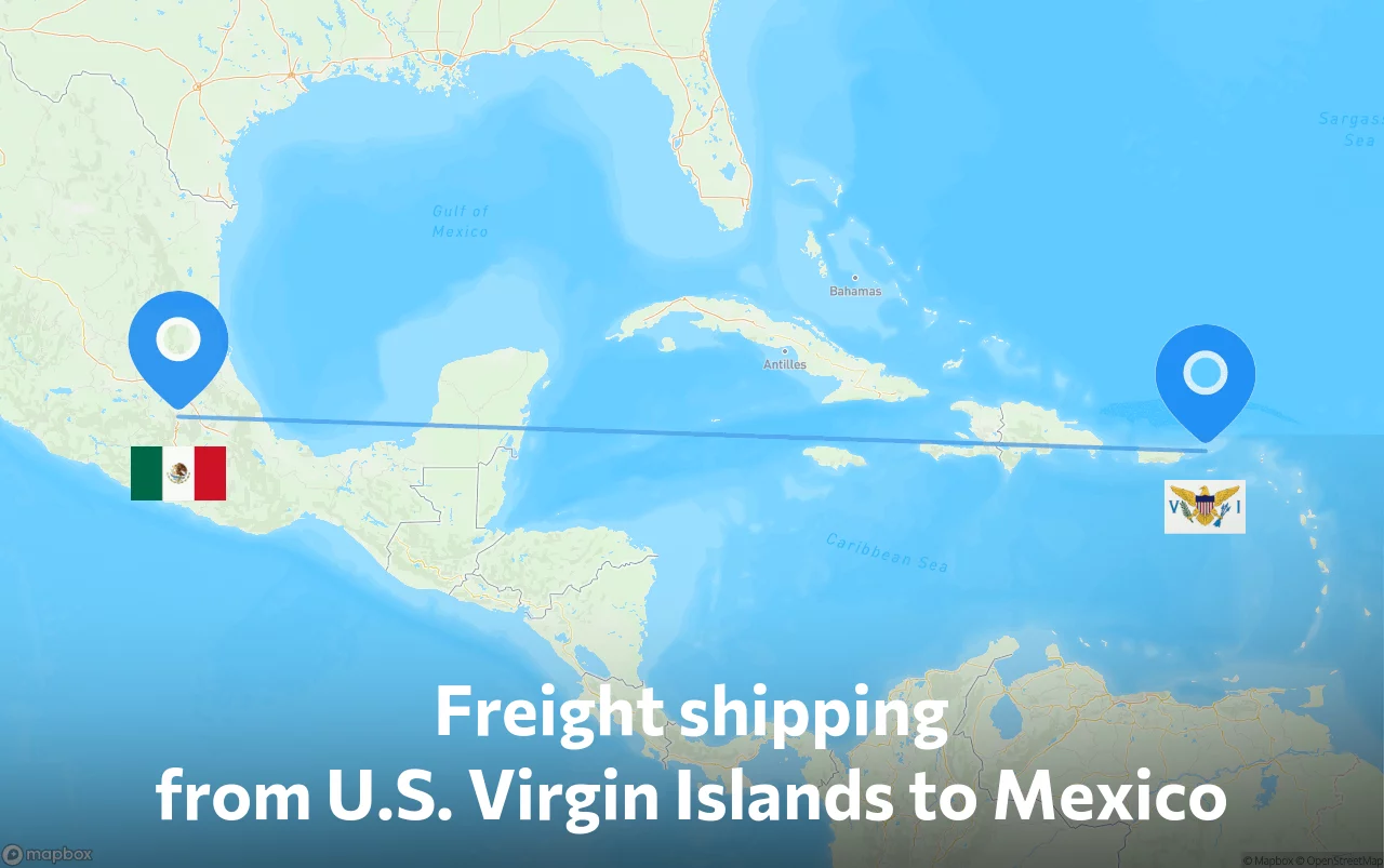 Shipping route from U.S. Virgin Islands to Mexico