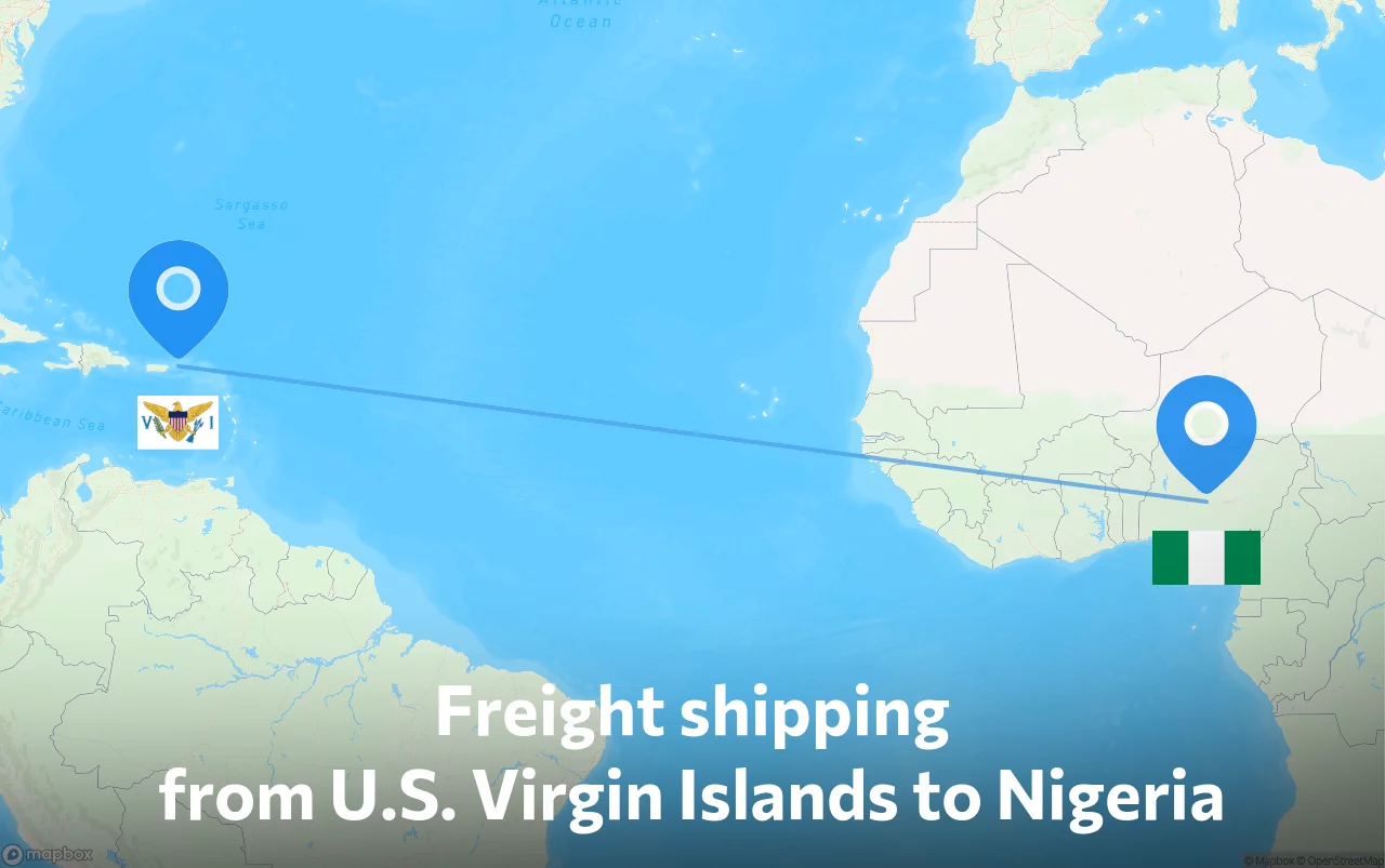 Shipping route from U.S. Virgin Islands to Nigeria