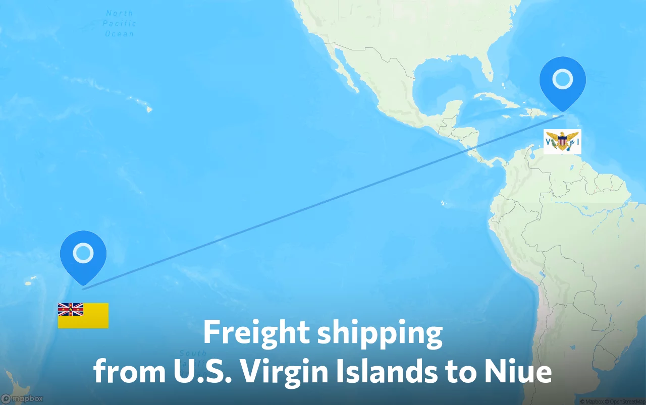 Shipping route from U.S. Virgin Islands to Niue