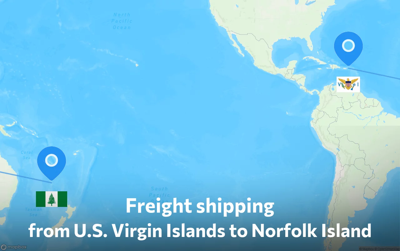 Shipping route from U.S. Virgin Islands to Norfolk Island