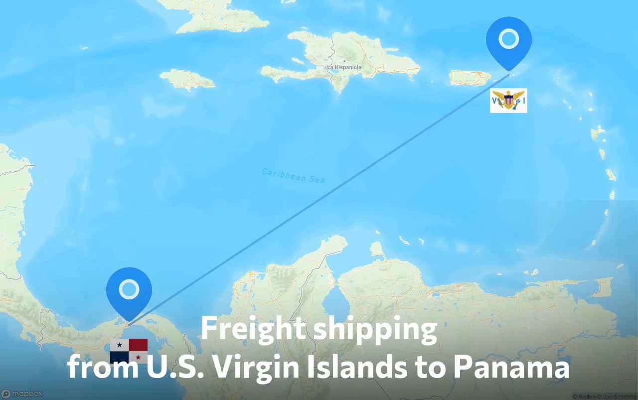 Shipping route from U.S. Virgin Islands to Panama