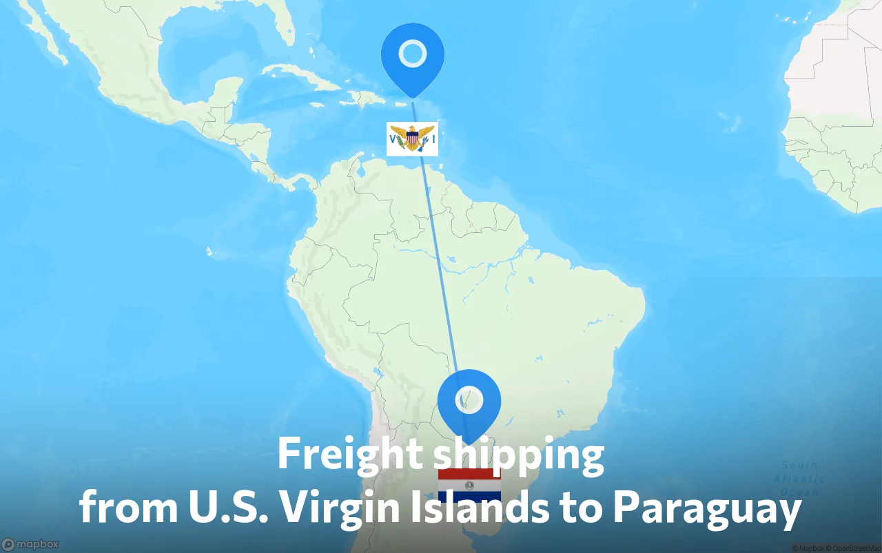 Shipping route from U.S. Virgin Islands to Paraguay