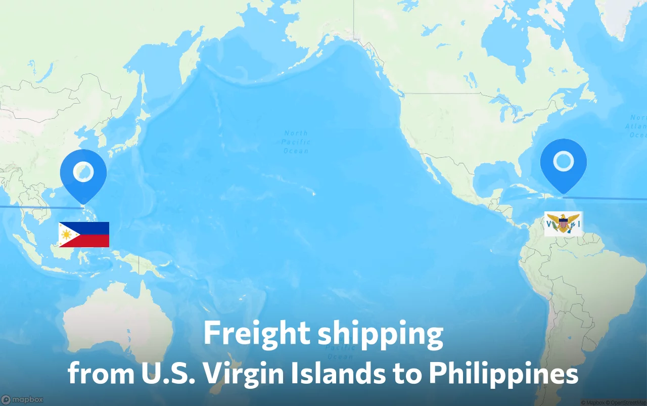 Shipping route from U.S. Virgin Islands to Philippines